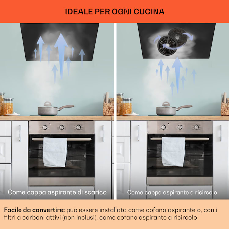 Paolo - Cappa aspirante da incasso, 52,5 cm, classe energetica: A, 593 m³/h, LED Touch 52 cm | Argento