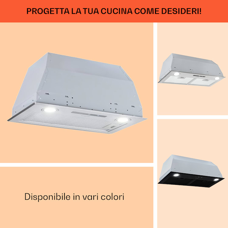 Paolo - Cappa aspirante da incasso, 52,5 cm, classe energetica: A, 593 m³/h, LED Touch 52 cm | Argento