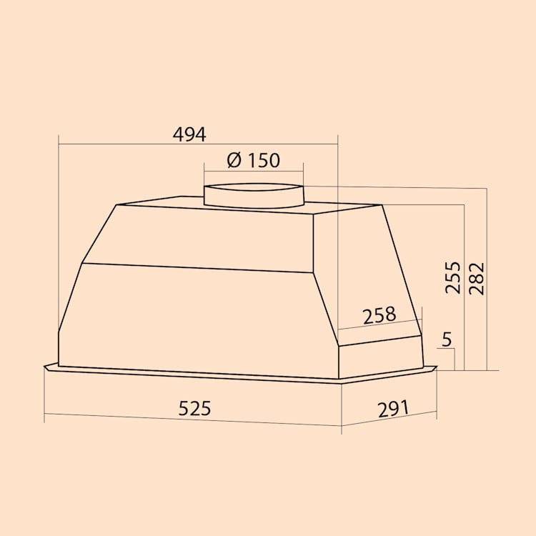 Paolo liesituuletin integroitava 52,5 cm energiatehokkuusluokka: A 593 m³/h LED kosketus 52 cm | Hopea