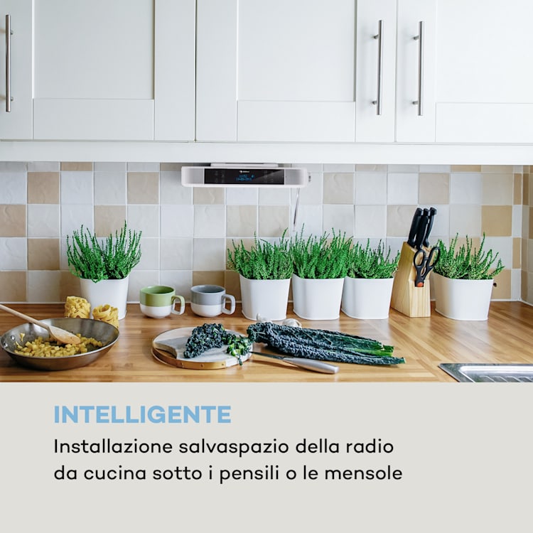 KR-140 Radio da Cucina Bluetooth Vivavoce Illuminazione LED bianco