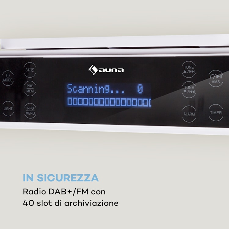 KR-140 Radio da Cucina Bluetooth Vivavoce Illuminazione LED bianco