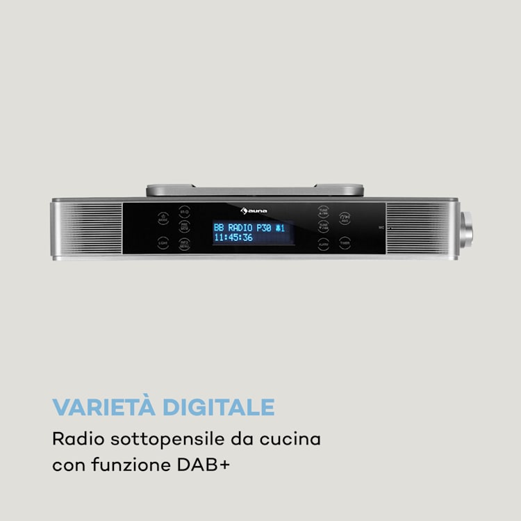 KR-140 Bluetooth Radio Da Cucina Funzione Vivavoce Illuminazione LED Argento