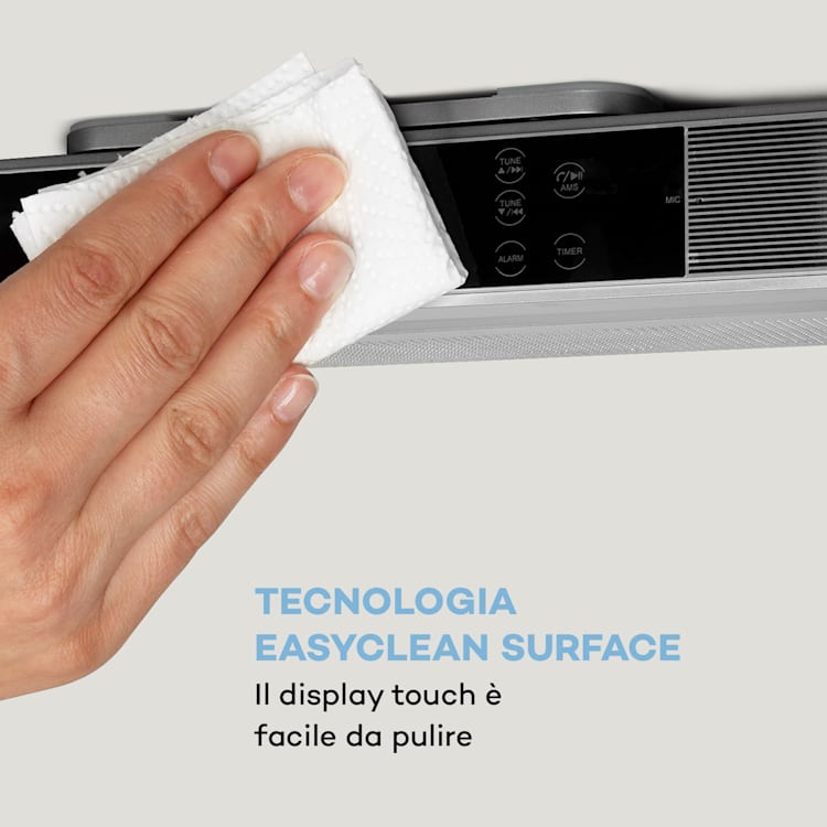KR-140 Bluetooth Radio Da Cucina Funzione Vivavoce Illuminazione LED Argento