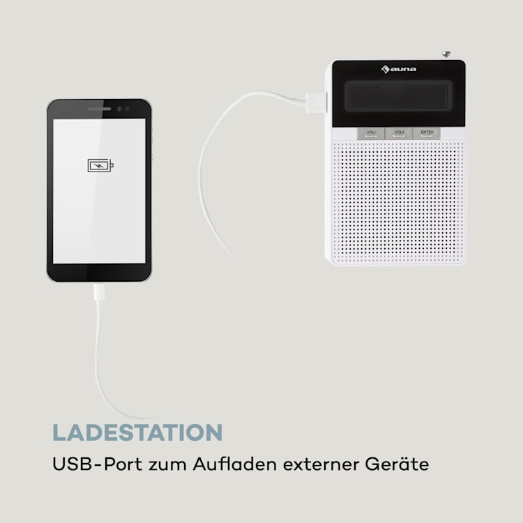 DigiPlug DAB Steckdosen-Radio, DAB+, UKW/PLL, BT, LCD-Display, weiß Weiß