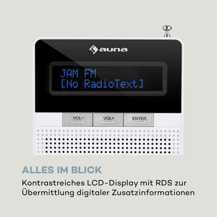 DigiPlug DAB Steckdosen-Radio, DAB+, UKW/PLL, BT, LCD-Display, weiß Weiß