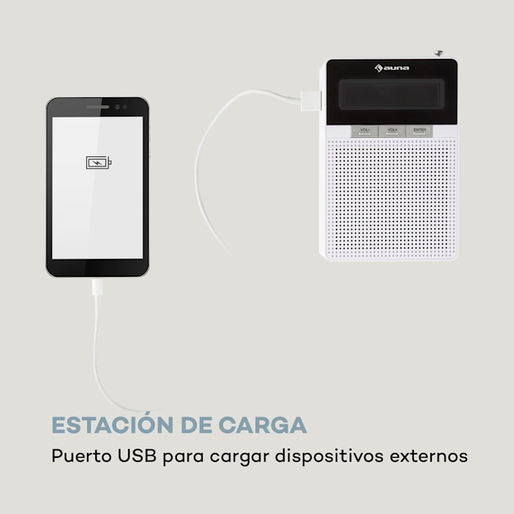 DigiPlug DAB Radio DAB+ FM/AM Bluetooth Display LCD Blanco Blanco