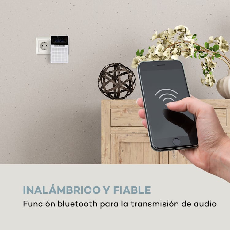 DigiPlug DAB Radio DAB+ FM/AM Bluetooth Display LCD Blanco Blanco