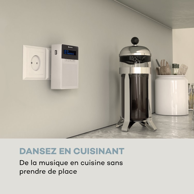 DigiPlug DAB prise de courant radio Internet DAB+, FM/PLL, BT, écran LCD, blanc Blanc