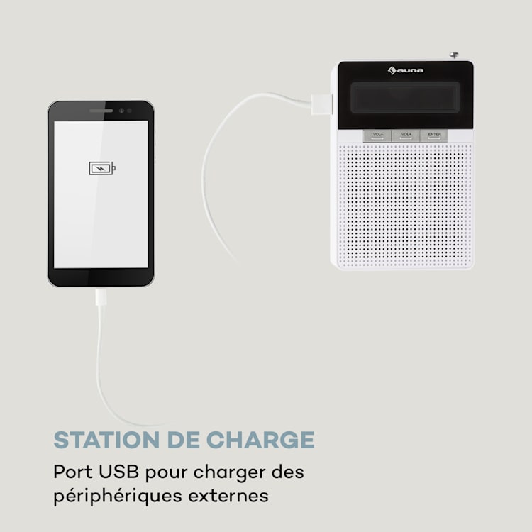 DigiPlug DAB prise de courant radio Internet DAB+, FM/PLL, BT, écran LCD, blanc Blanc