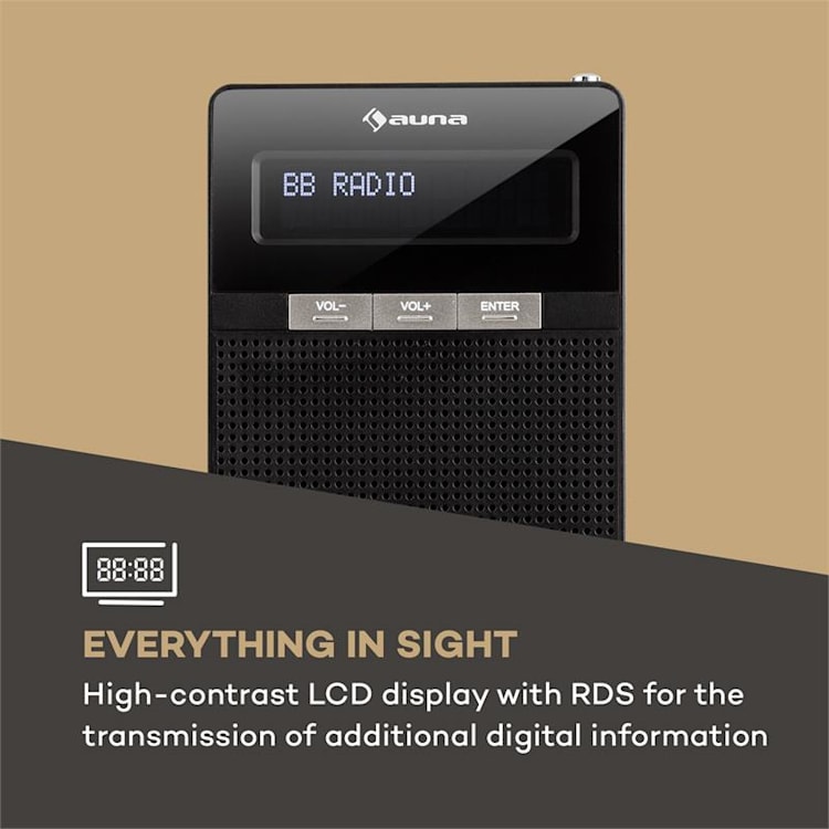 DigiPlug FM stopcontactradio FM/PLL BT LC display zwart