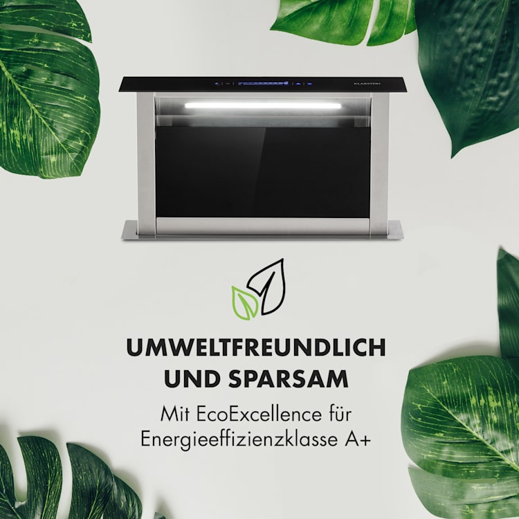 Royal Flush Eco Dunstabzugshaube 60 cm 576 m³/h A+ 60 cm | Schwarz | Edelstahl