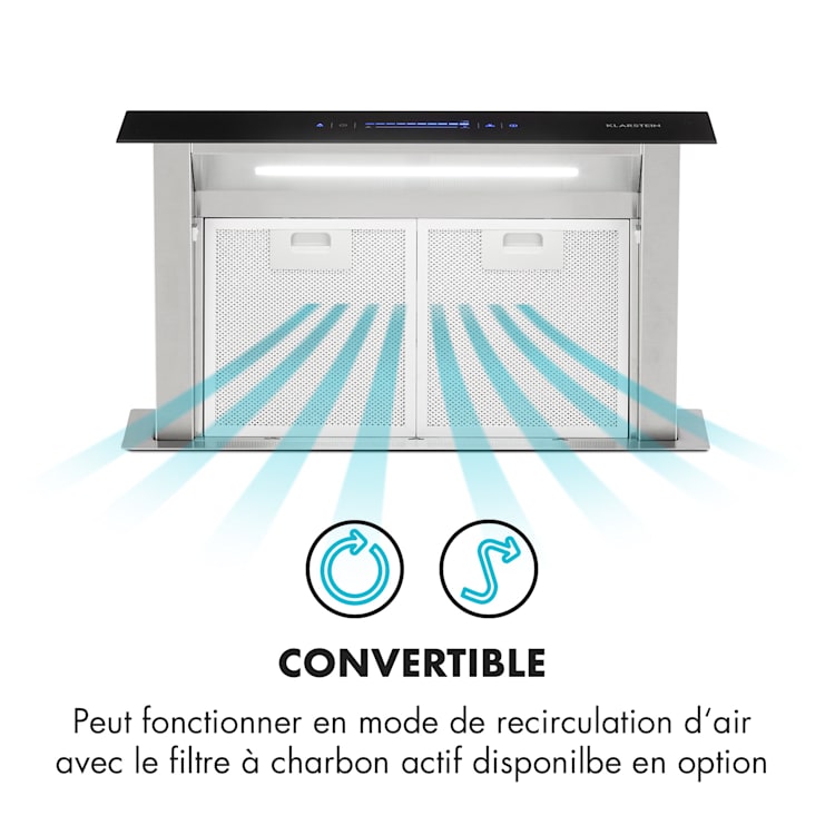 Hotte aspirante Royal Flush Eco 60 cm 576 m³/h A+ 60 cm | Noir | Acier Inoxydable
