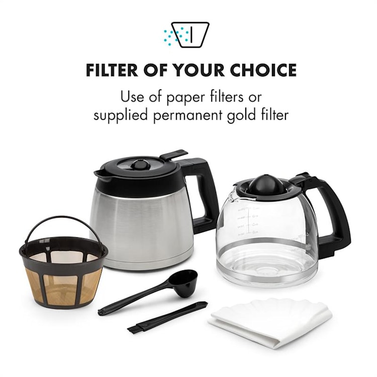Aromatica II Duo Kaffeemaschine, integriertes Mahlwerk, 1,25 l silber Glas- & Thermoskanne | Silber