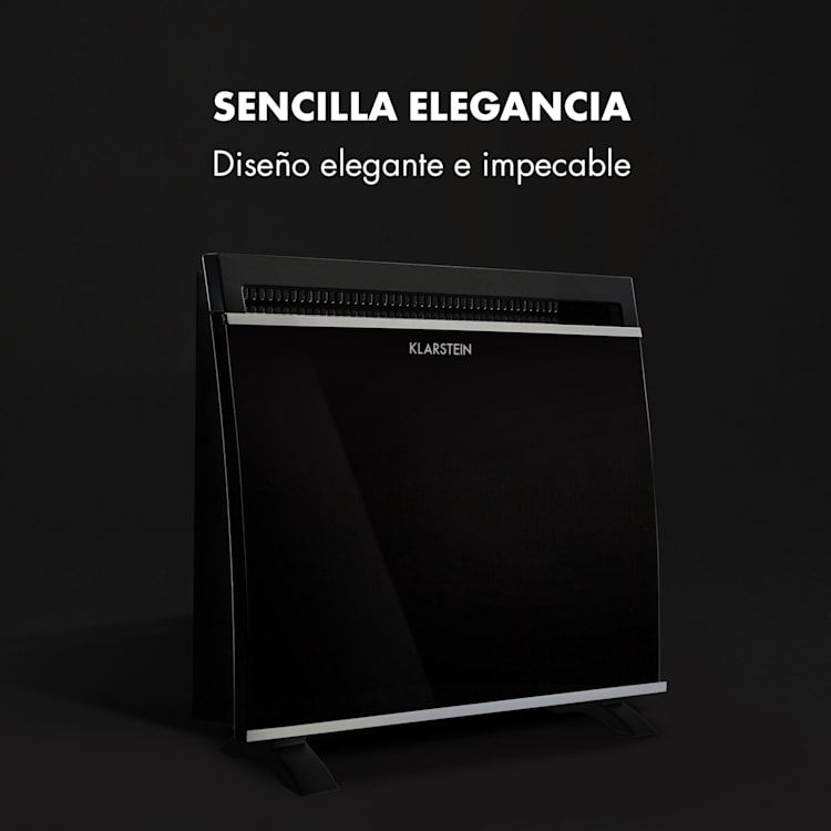 Gotland Convector de vidrio 600, 900 y 1500W Aparato de suelo Negro