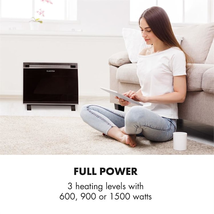 Gotland Glaskonvektor 600, 900 und 1500W Standgerät schwarz