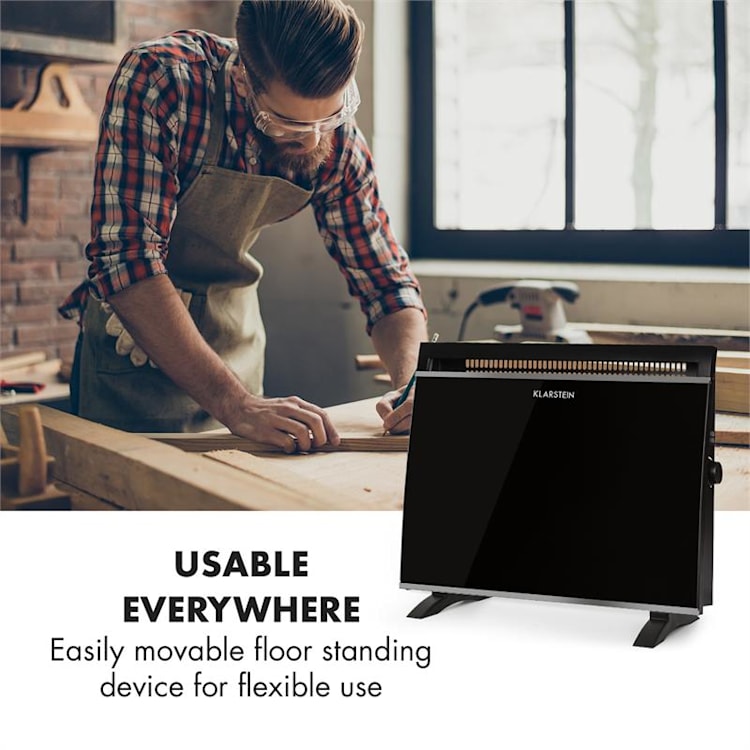 Gotland Glaskonvektor 600, 900 und 1500W Standgerät schwarz