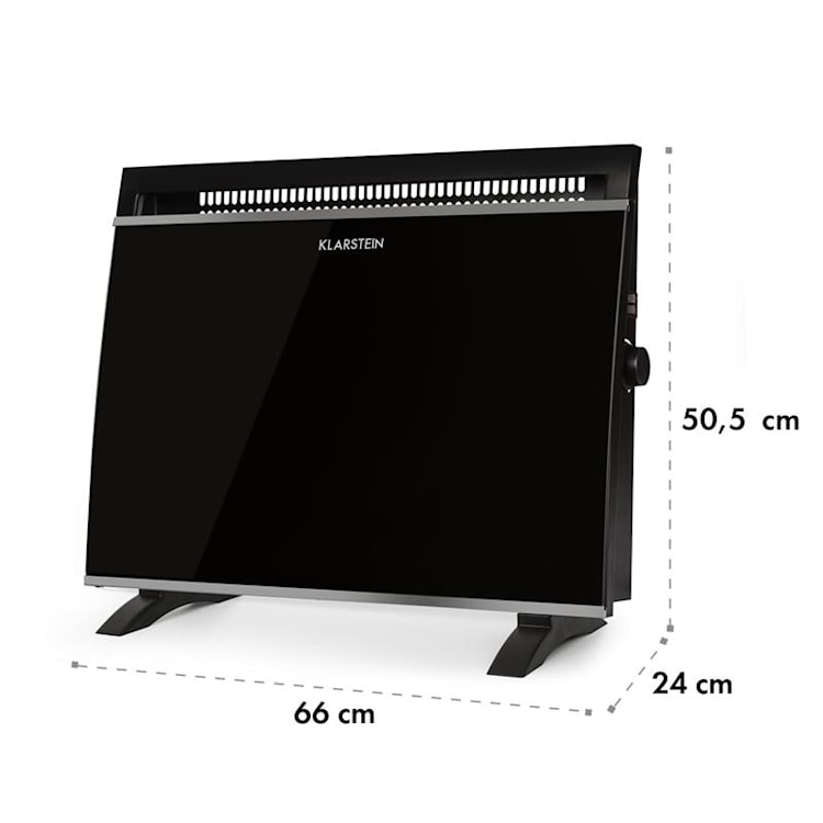 Gotland, steklen konvektorski grelnik, 600/900/1500 W, samostoječ, črna