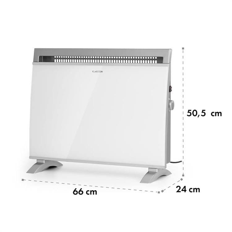 Gotland, konvektor, skleněný, 600/900/1500 W, samostatně stojící, bílý
