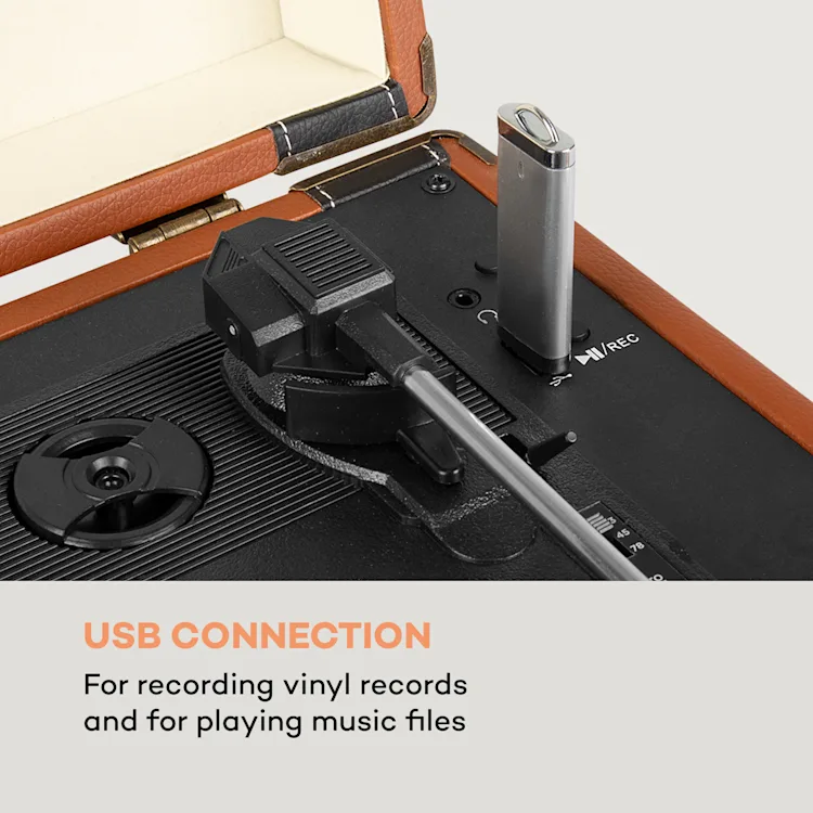 Jerry Lee BT Turntable BT USB Recording & Playback Brown