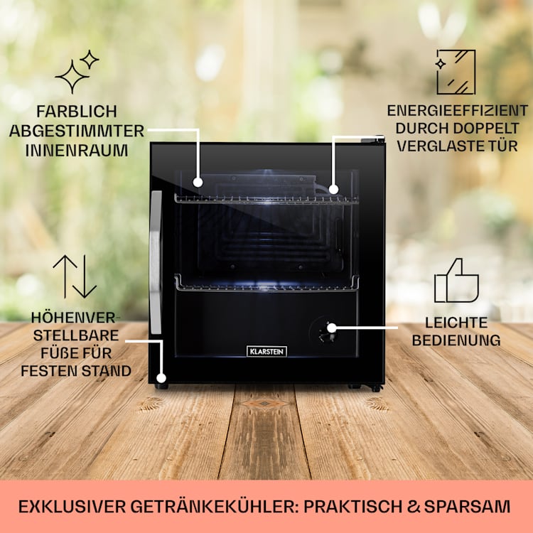 Beersafe L Onyx Kühlschrank 47 Liter 2 Böden Panoramaglastür 47 Ltr | Onyx