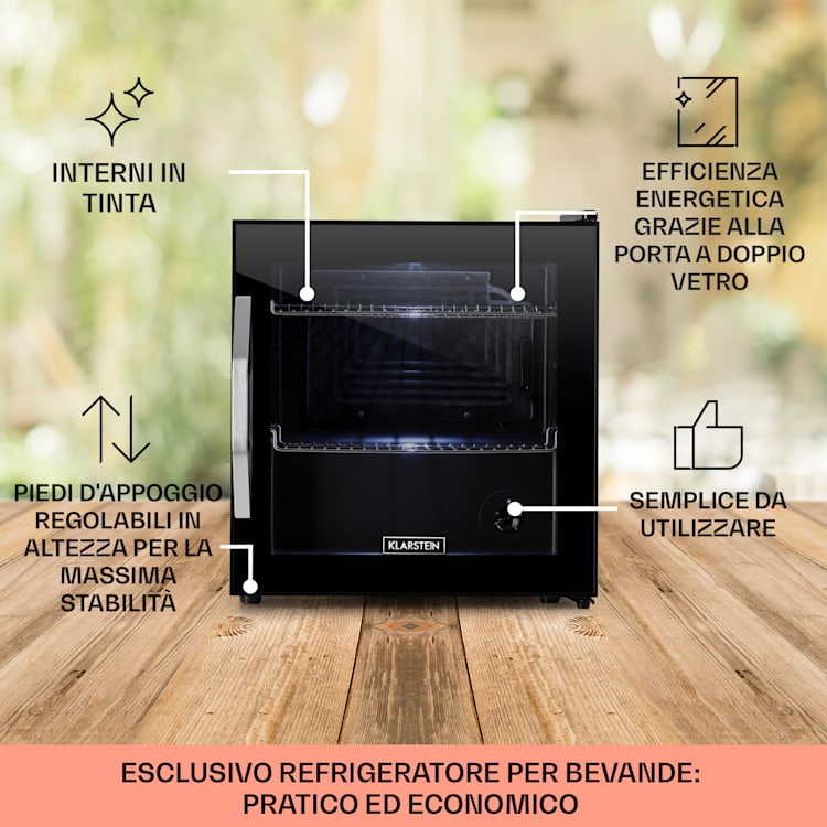 Beersafe L Onyx - Frigorifero, 47 litri, 2 ripiani, sportello panoramico in vetro 47 Ltr | Onyx
