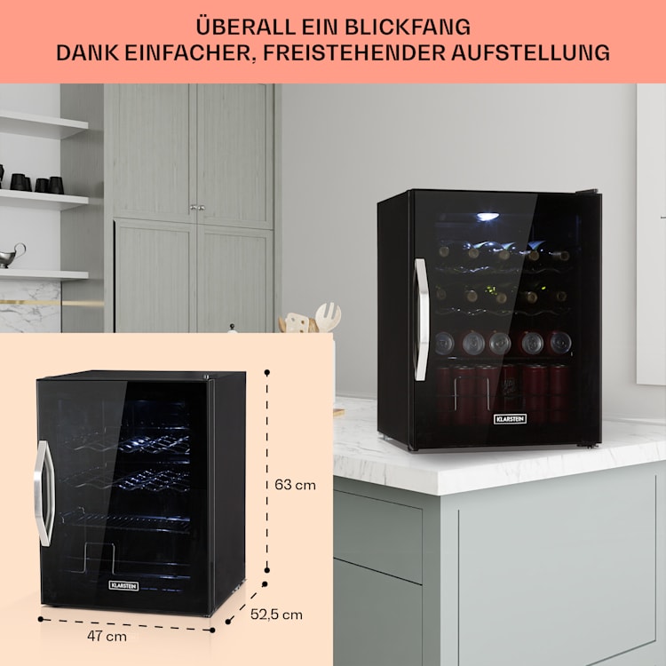 Beersafe XL Onyx Kühlschrank 60 Liter 4 Böden Panoramaglastür 60 Ltr | Onyx