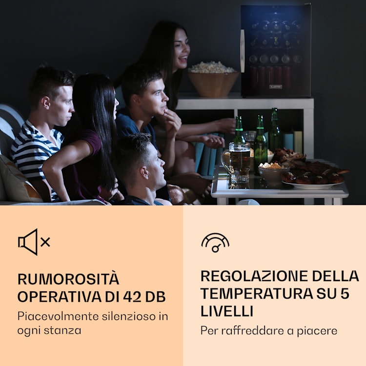 Beersafe XL Onyx - Frigorifero, 60 litri, 4 ripiani, sportello panoramico in vetro 60 Ltr | Onyx