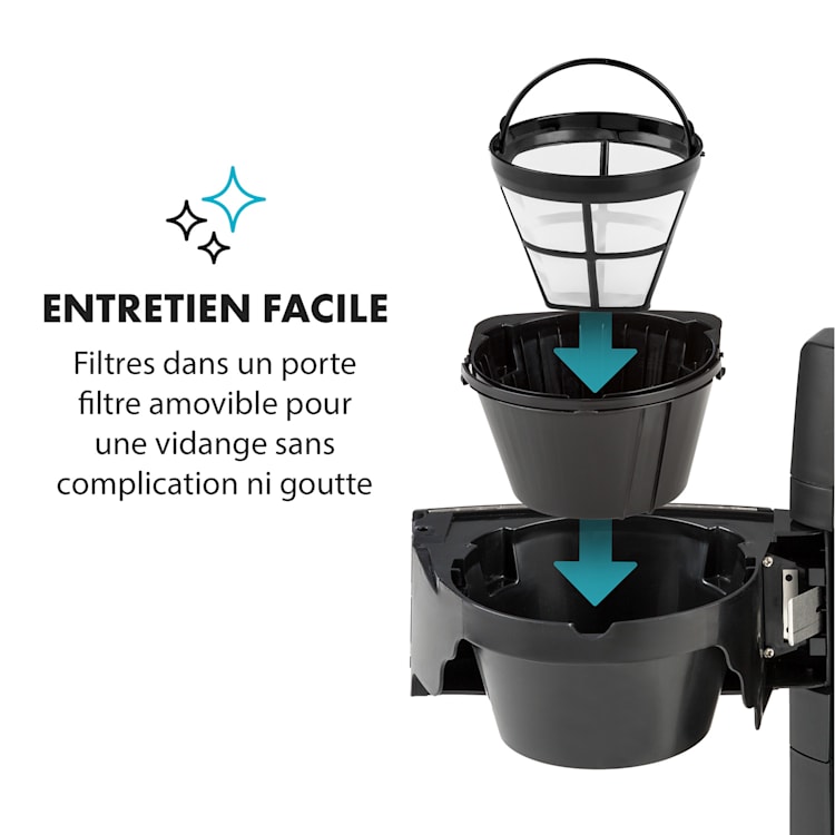 Aromatica II Koffiezetapparaat, koffiemolen, 1,25 l, zwart Glazen kan | Zwart