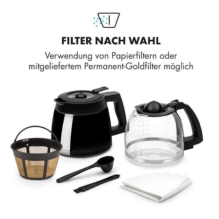 Aromatica II Set Kaffeemaschine, Mahlwerk, 1,25 l, schwarz Glas- & Thermoskanne | Schwarz