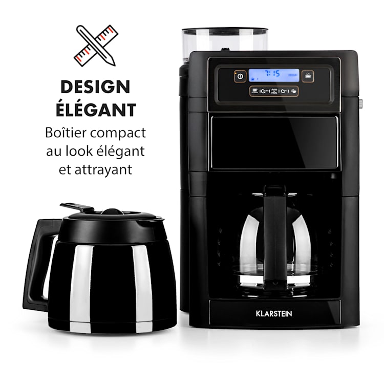 Aromatica II Cafetière 1,25L broyeur intégré verseuse verre 1000W noir Verseuses verre & thermos | Noir