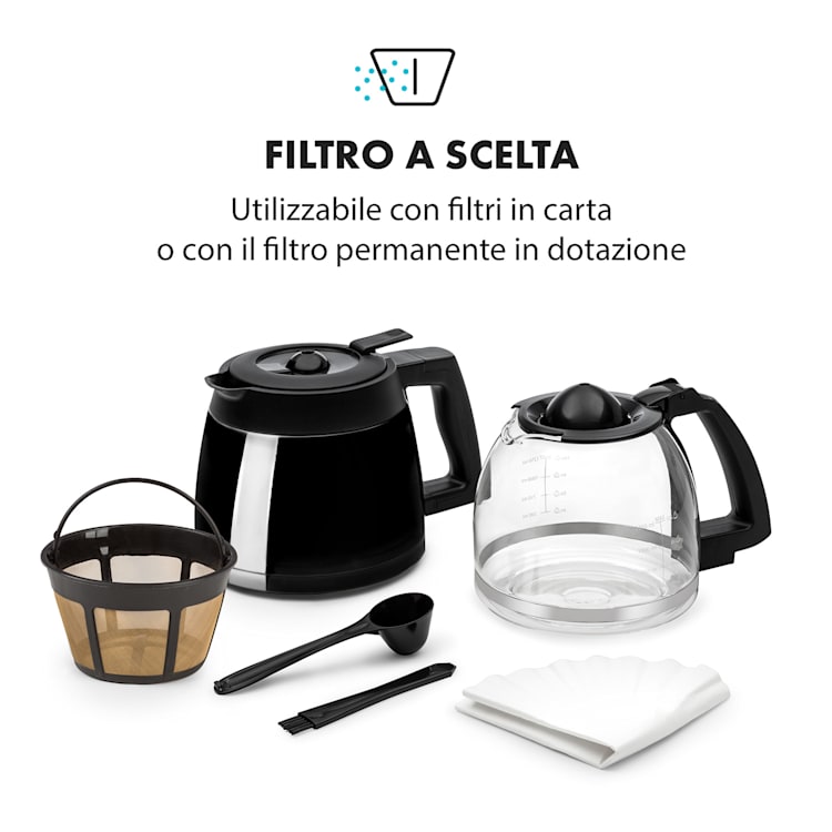 Aromatica II Set Macchina Del Caffè, Macinino, 1,25 l, nero Caraffa in vetro & termica | Nero