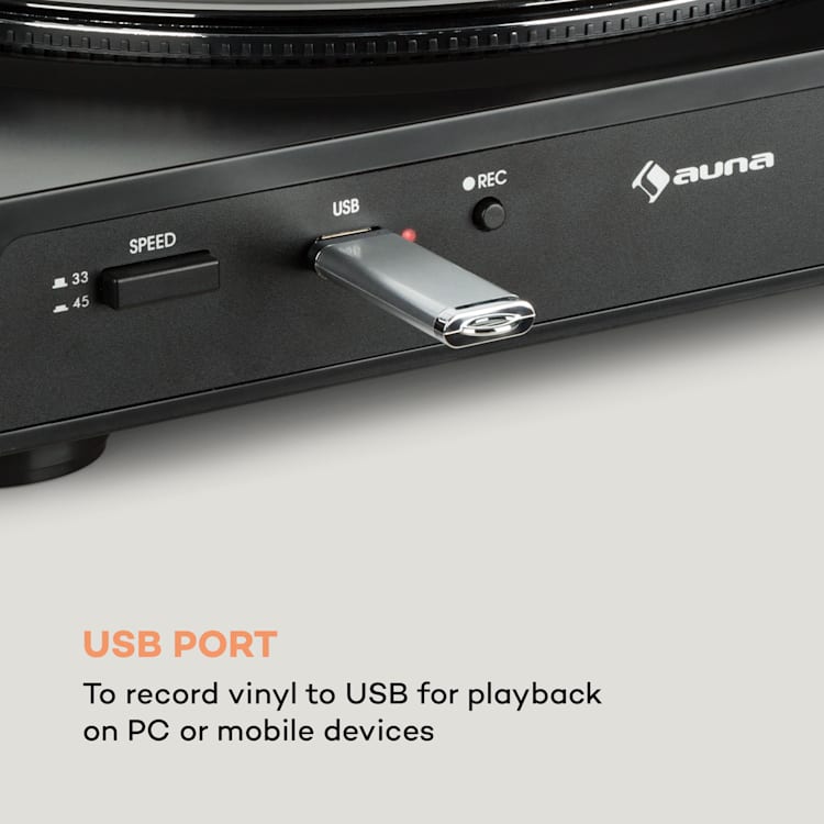 Fullmatic, plne automatický gramofón, USB, predzosilňovač, čierny Čierna