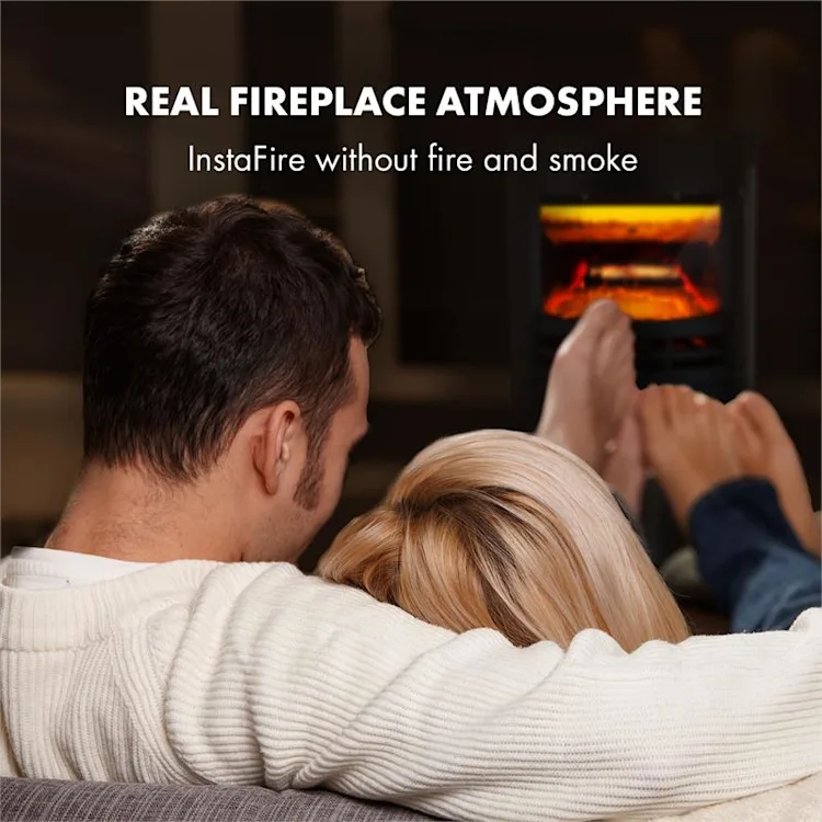 Brixen Electric Fireplace 900 / 1800W InstaFire Thermostat Black