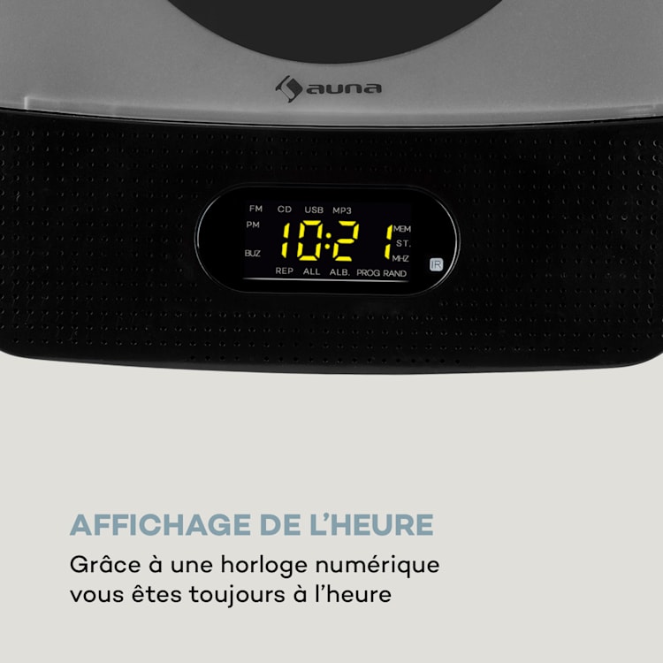 Vertiplay Lecteur CD vertical Bluetooth Radio FM USB MP3 AUX - noir