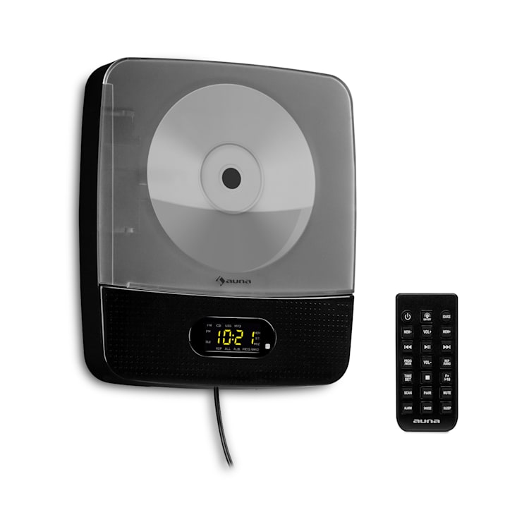 Vertiplay Lettore CD Bluetooth Luce Notturna FM Radio AUX Orologio Digitale Nero
