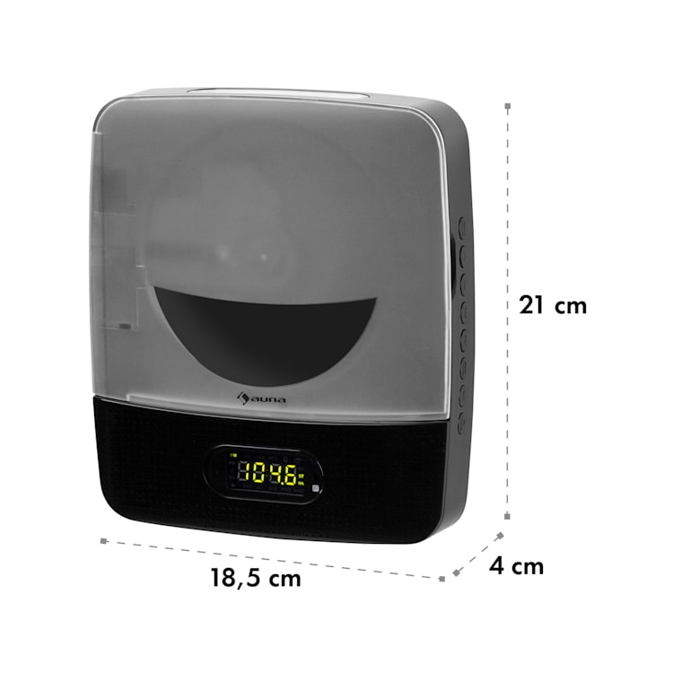 Vertiplay Lettore CD Bluetooth Luce Notturna FM Radio AUX Orologio Digitale Nero