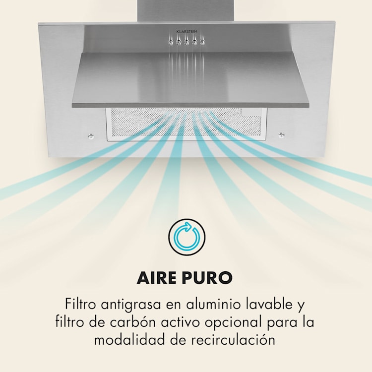 Athena Campana extractora 60cm Potencia de extracción de aire: 350 m³/h Led Acero inoxidable