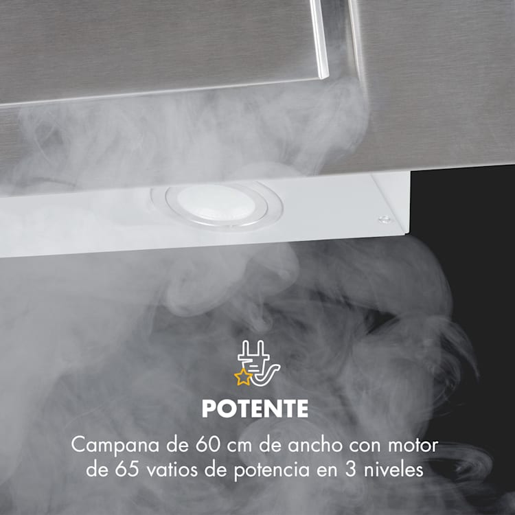 Athena Campana extractora 60cm Potencia de extracción de aire: 350 m³/h Led Acero inoxidable