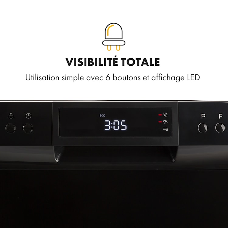 Amazonia 8 Neo lave-vaisselle de table, 8 programmmes, écran LED Noir
