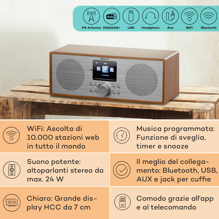 Silver Star Stereo Radio Web,DAB+/FM, WiFi, BT, DAB+/FM, quercia Quercia