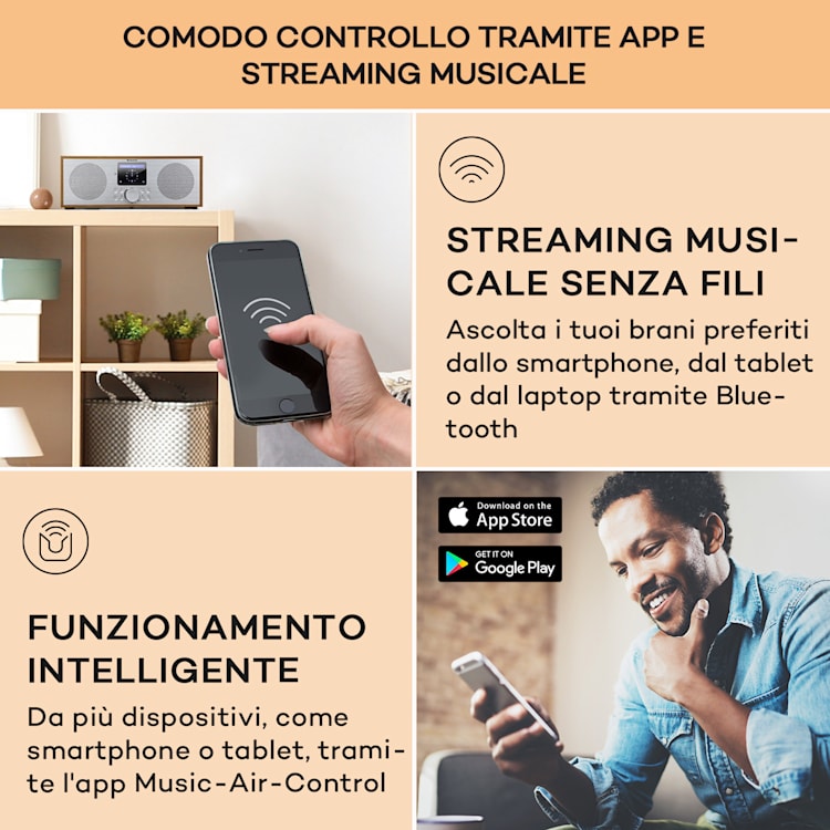 Silver Star Stereo Radio Web,DAB+/FM, WiFi, BT, DAB+/FM, quercia Quercia