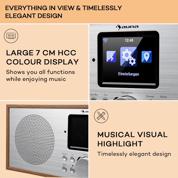 Silver Star Stereo, radio internetowe DAB+/FM, WiFi, BT, DAB+/FM, dąb Elm