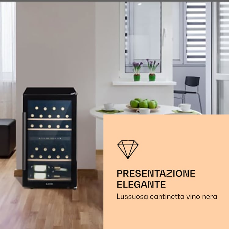 Barossa 34 Duo - Frigorifero per vini, 34 bottiglie, 80 litri, 2 zone, controllo touch