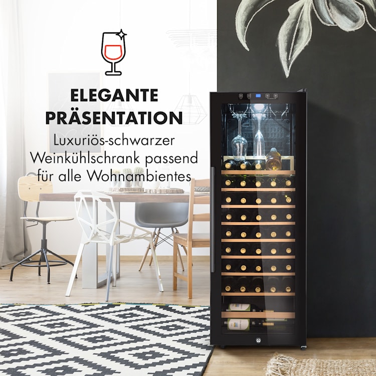 Barossa 54 Uno Weinkühlschrank 155 L 54 Flaschen Glastür Touch LED 155 liter
