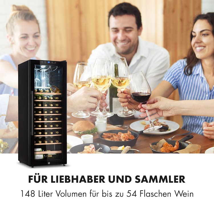 Barossa 54 Uno Weinkühlschrank 155 L 54 Flaschen Glastür Touch LED 155 liter
