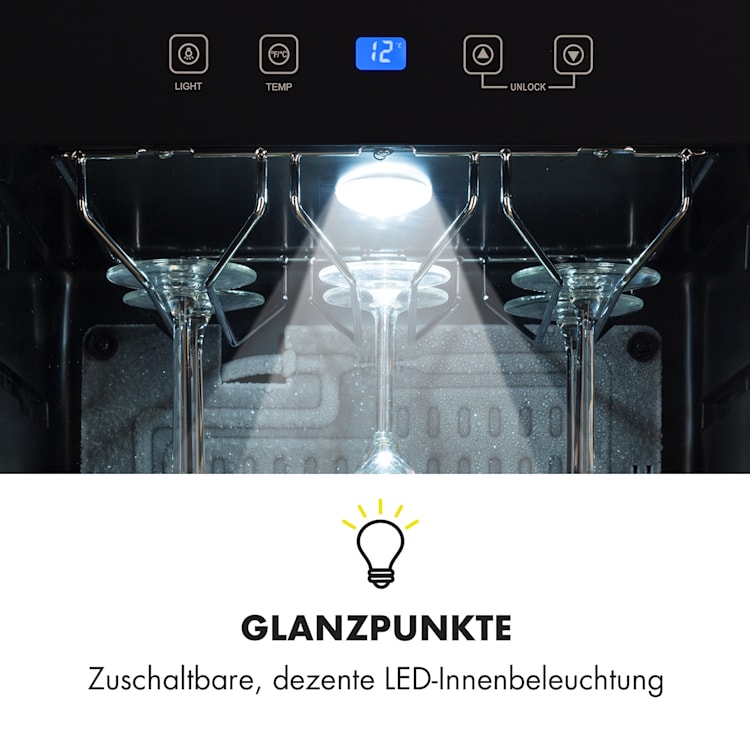 Barossa 54 Uno Weinkühlschrank 155 L 54 Flaschen Glastür Touch LED 155 liter