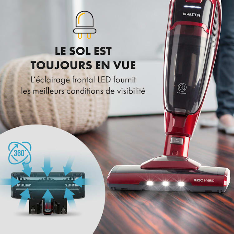 TurboHybrid aspirateur traineau et à main rouge métal Métallique