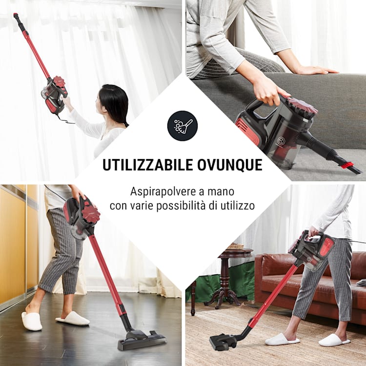 CleanTurbo Aspirapolvere Ciclonico manuale, 600 W, Sistema MultiCyclonic, rosso