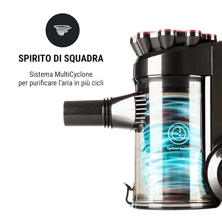CleanTurbo Aspirapolvere Ciclonico manuale, 600 W, Sistema MultiCyclonic, rosso
