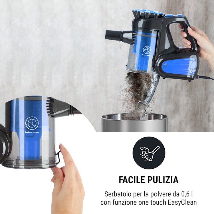 CleanTurbo Aspirapolvere Ciclonico manuale, 600 W, Sistema MultiCyclonic, blu